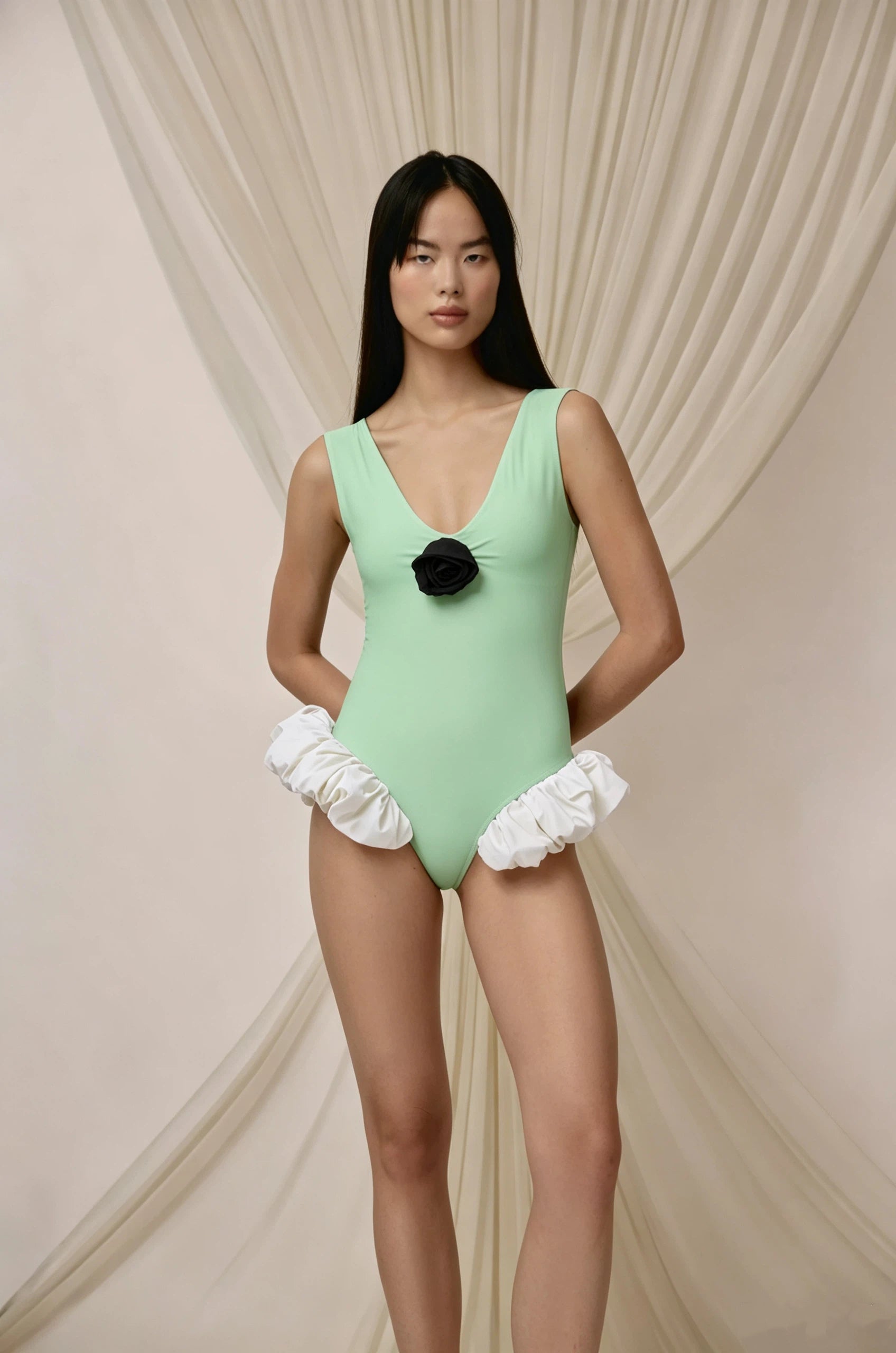 Floral Ballet-Style Swimsuit