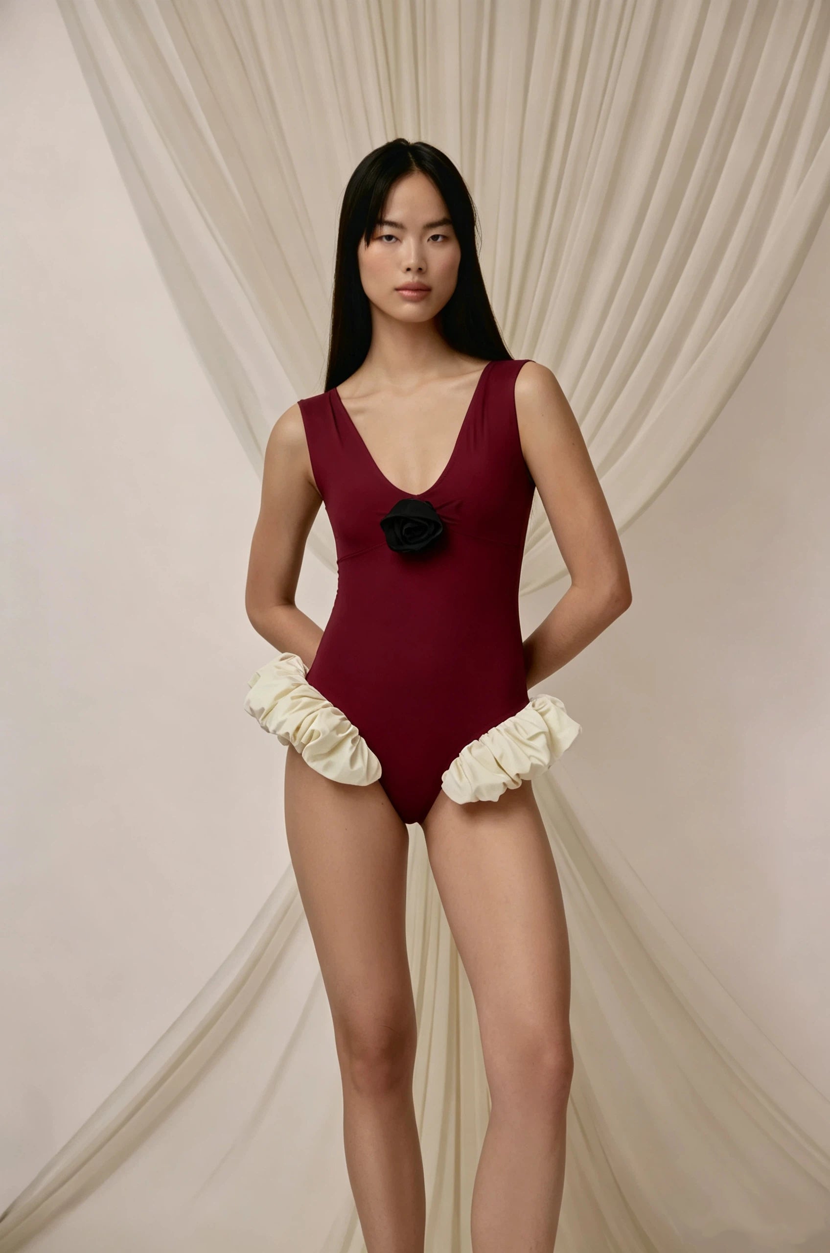 Floral Ballet-Style Swimsuit