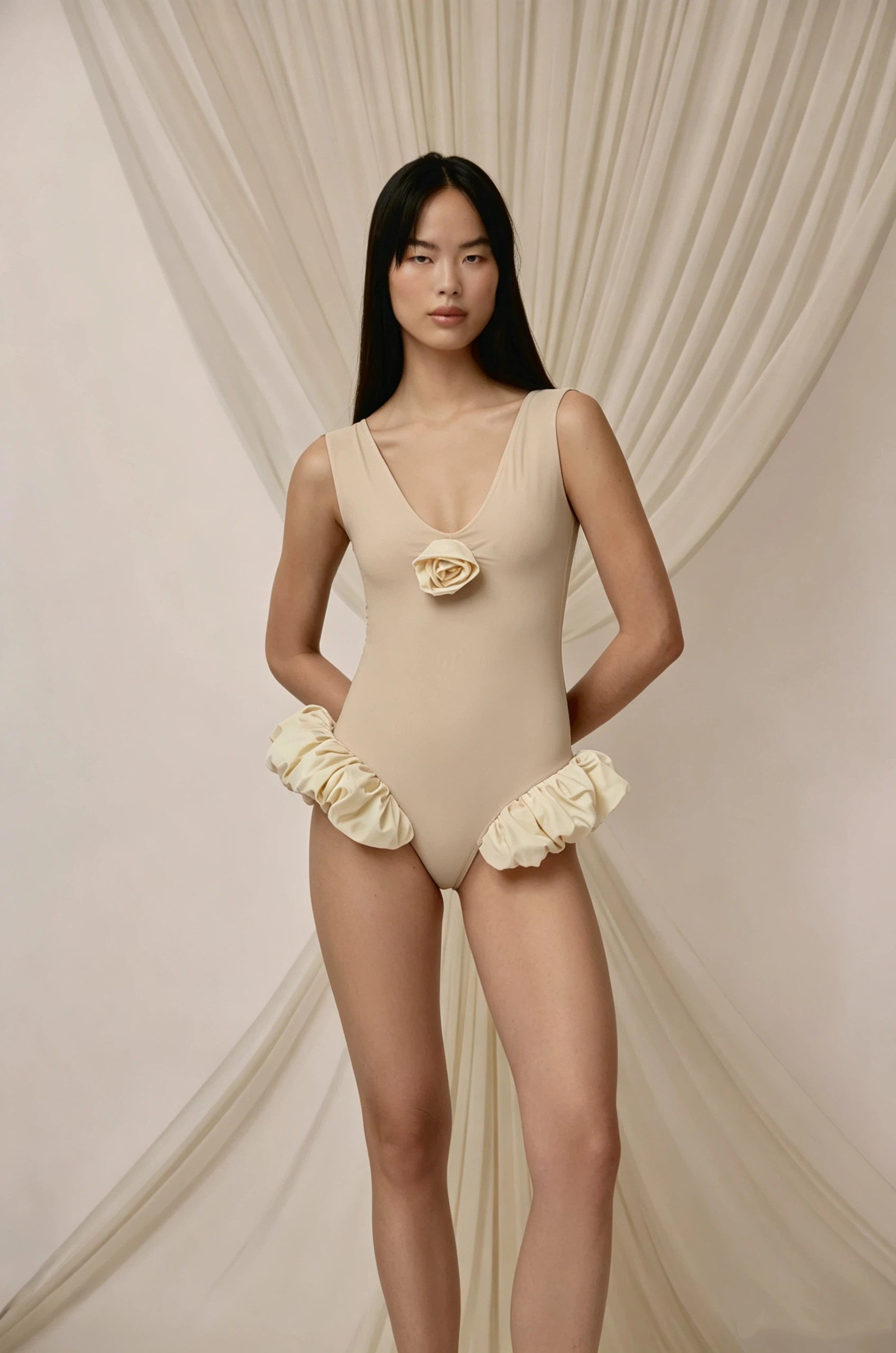 Floral Ballet-Style Swimsuit