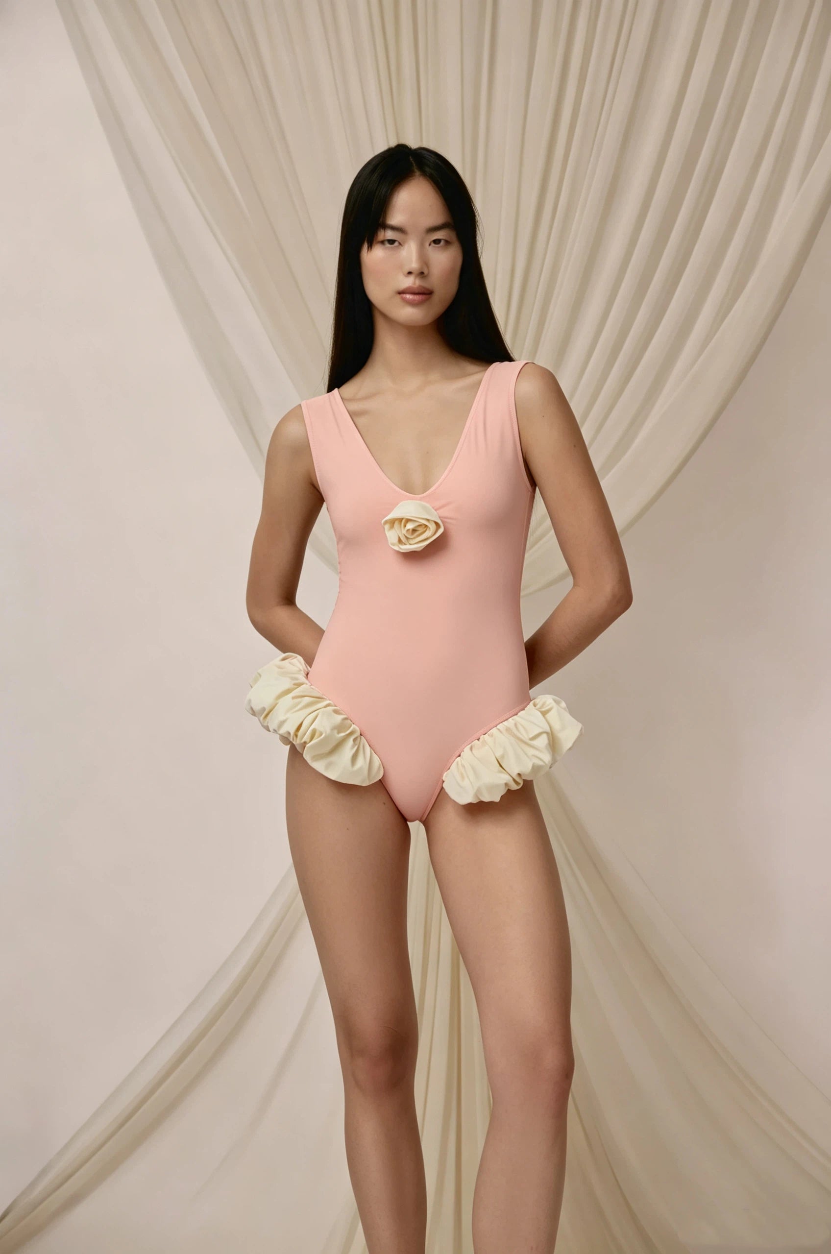 Floral Ballet-Style Swimsuit