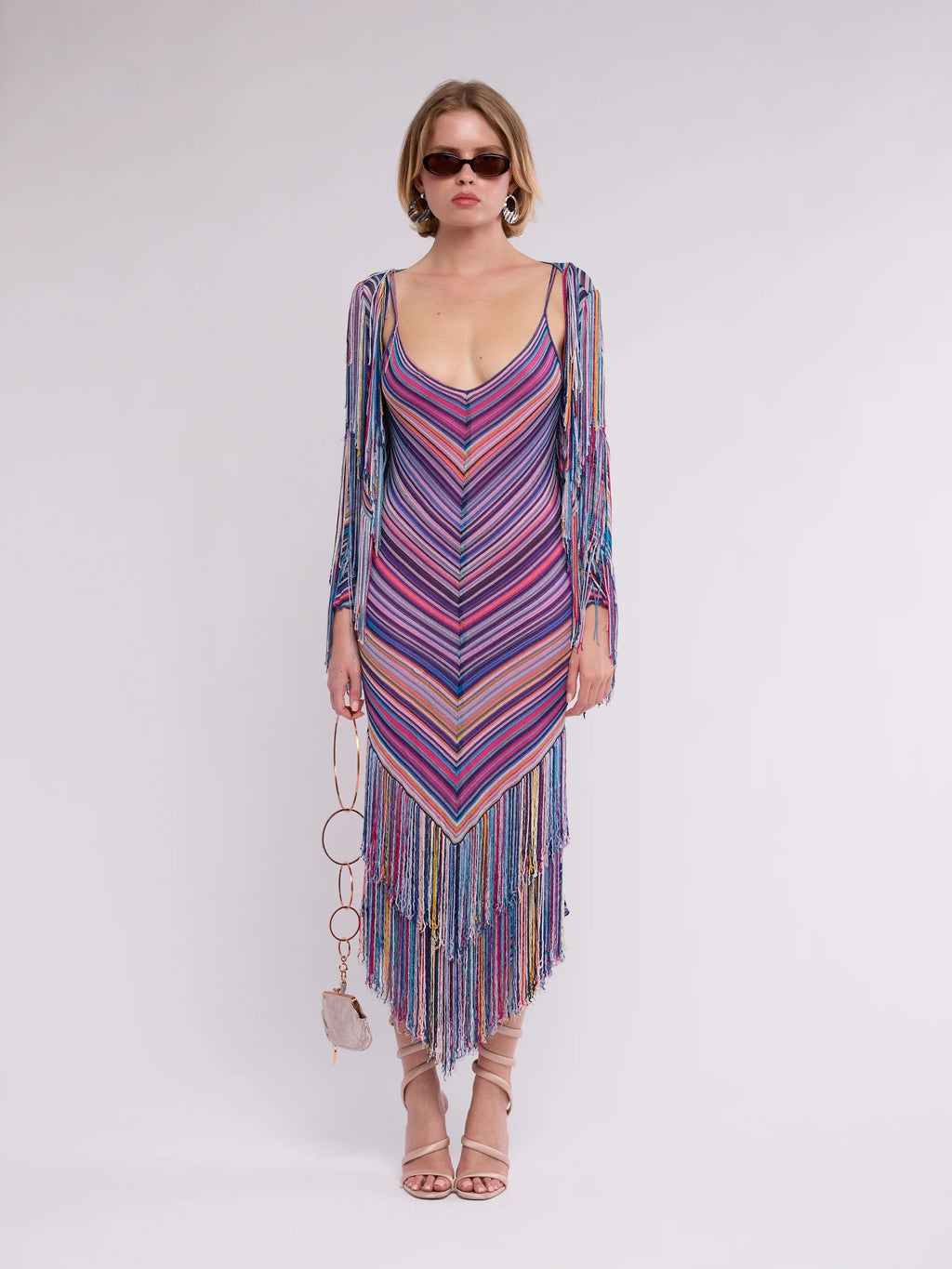 Chevron Knit Fringe Dress