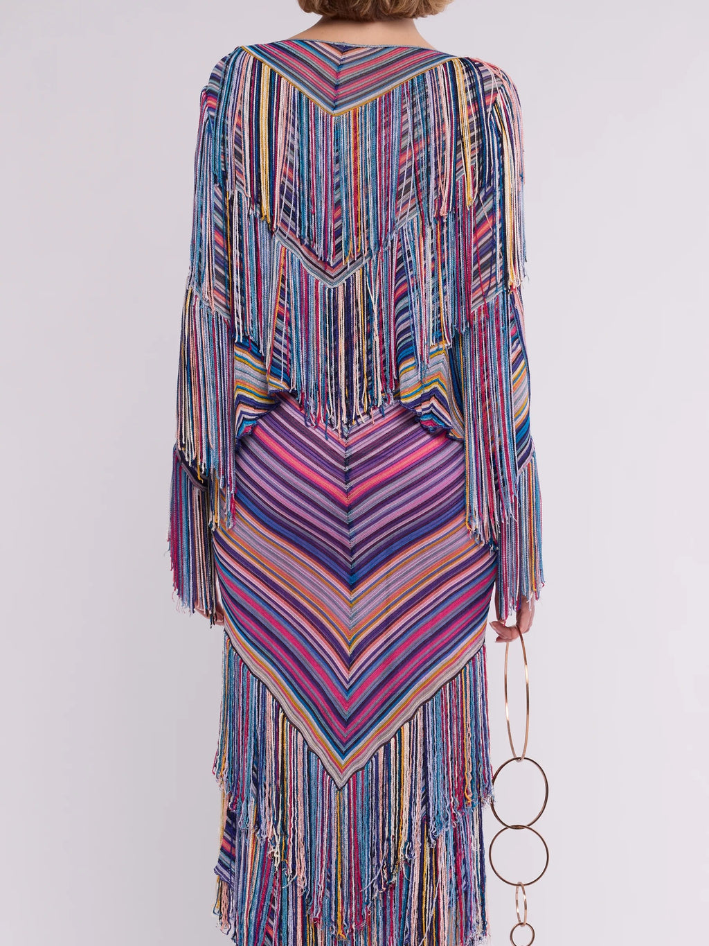 Chevron Knit Fringe Dress