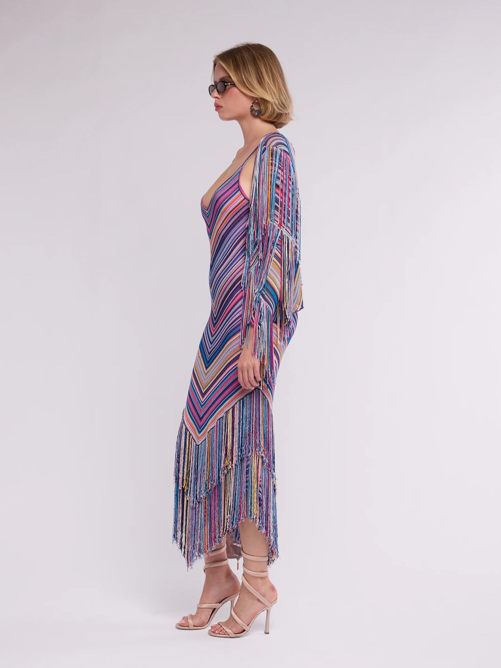 Chevron Knit Fringe Dress