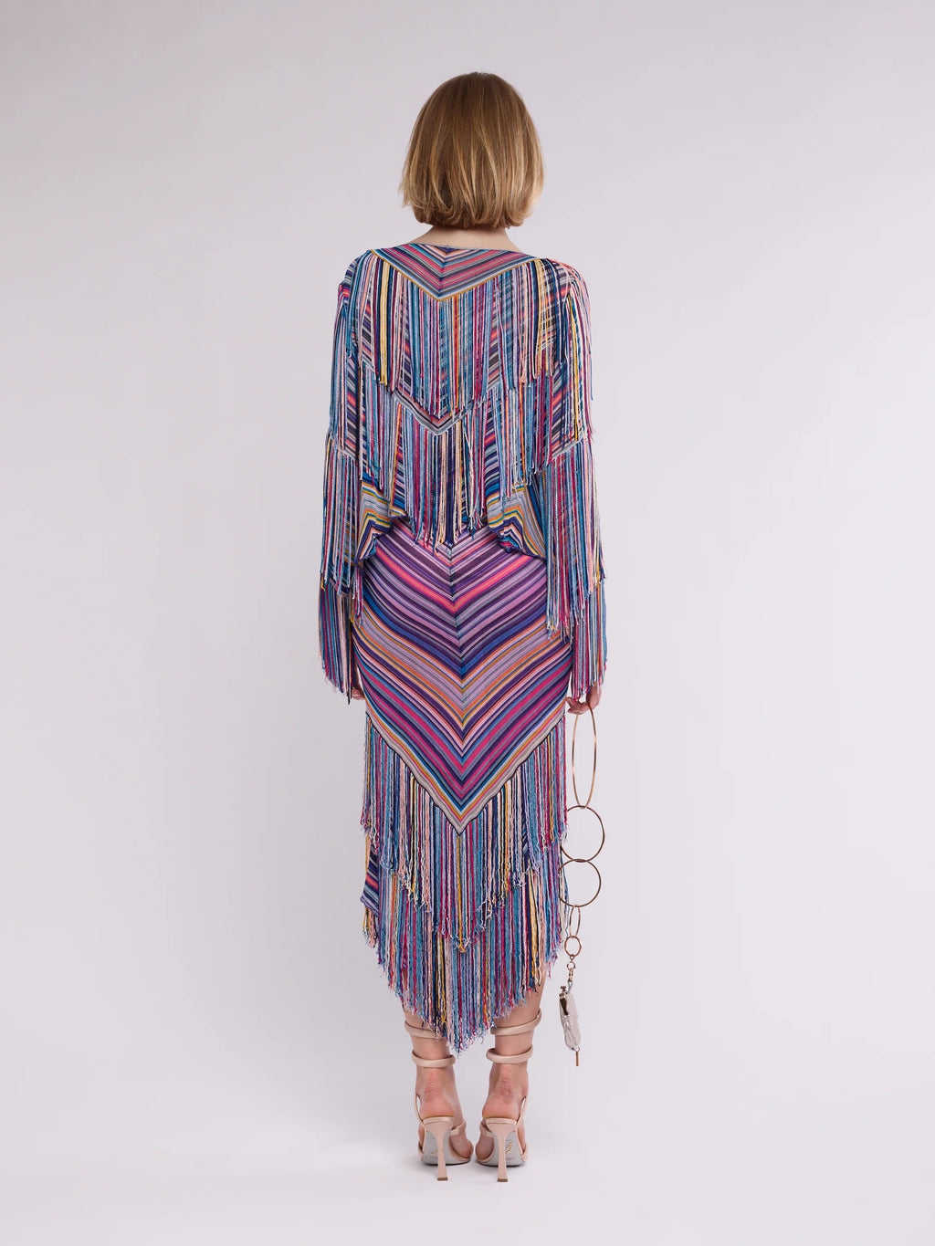 Chevron Knit Fringe Dress