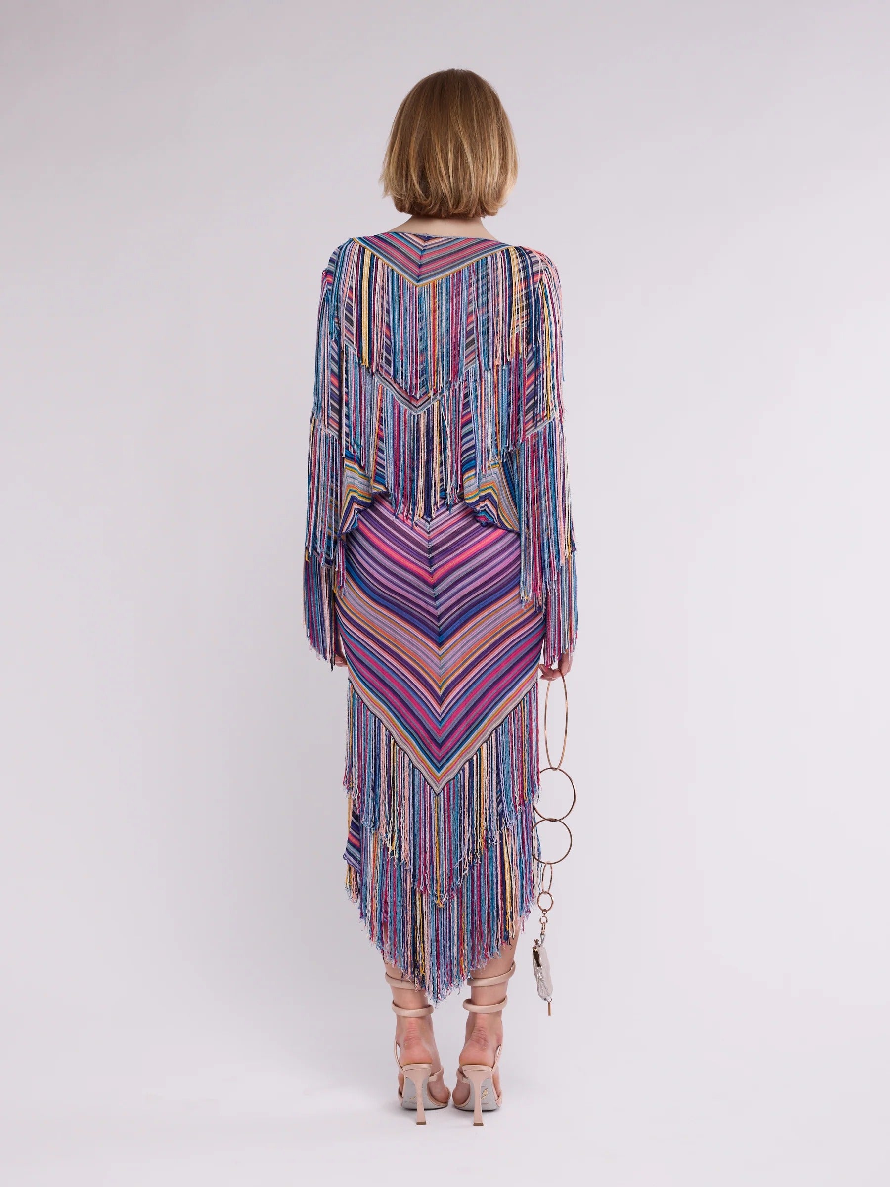 Chevron Knit Fringe Dress