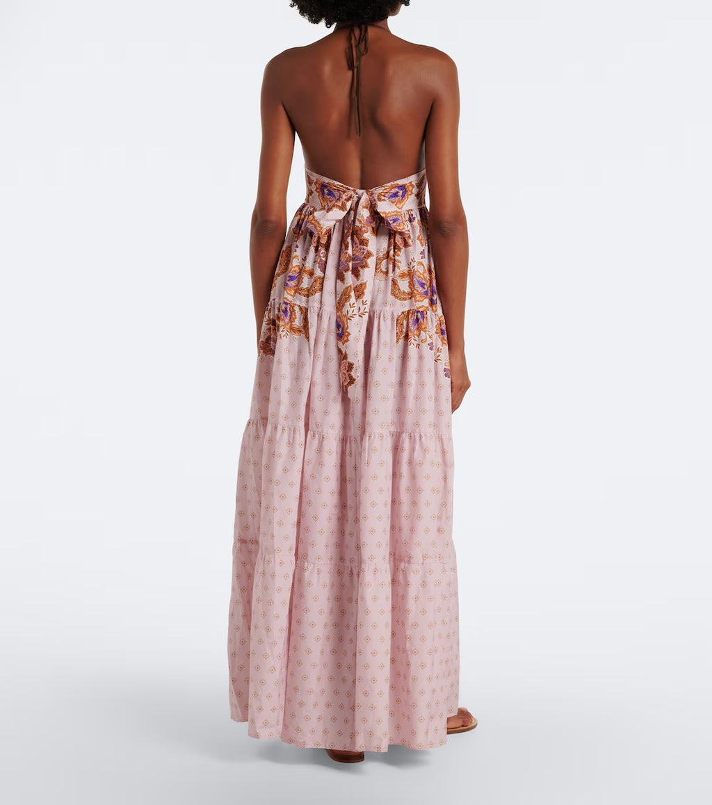 Clover Printed Cotton And Silk Maxi Dress